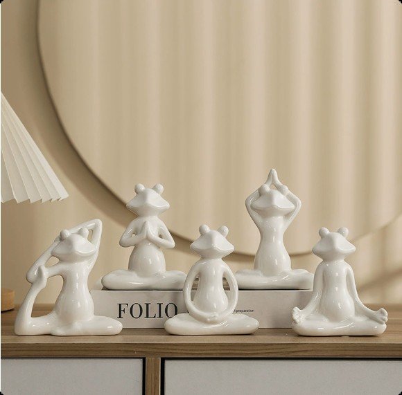 Yoga Pose Frog Ceramic Statues — Zen Collection — Home Decor manufacturer